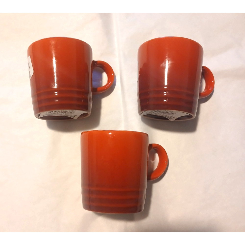 Lot Of 3 Le Creuset Second Choix Espresso Mugs 3.38 oz, 100 ml - Cerise Ombre
